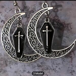 Cross earrings moon coffin new e67